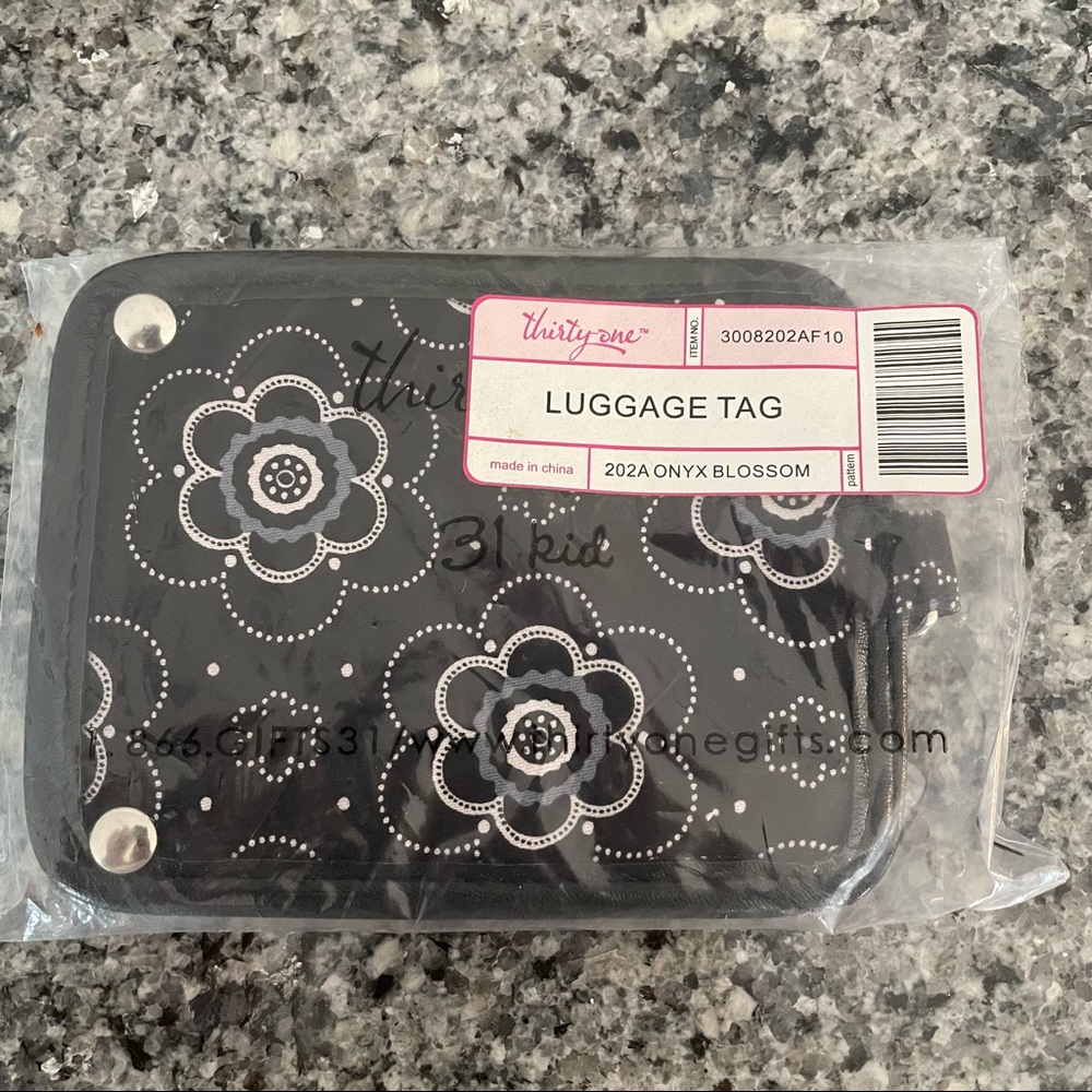 NEW Thirty-One Luggage Tag Onyx Blossom